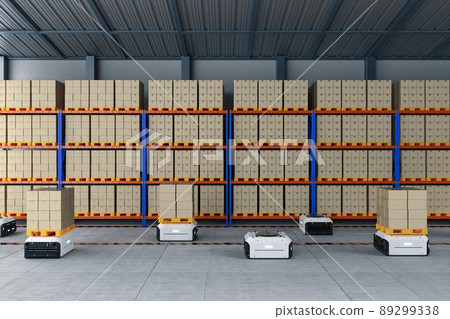 Automation warehouse management with robot carry cardboard box 89299338