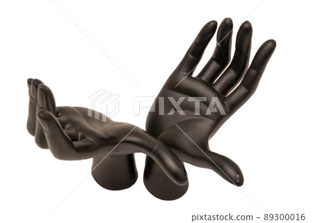 Old shabby mannequin hands on a white background Old shabby mannequin hands on a white background 89300016