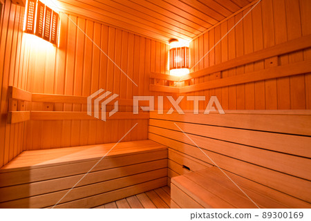 Seat in sauna room. Seat in sauna room. 89300169