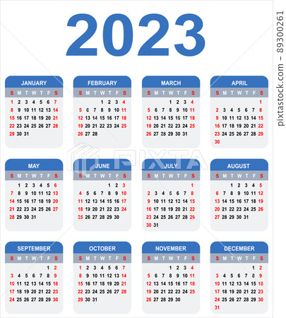 Calendar 2023. Week starts on Sunday. Basic grid Calendar 2023. Week starts on Sunday. Basic grid 89300261