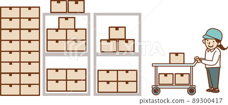 用小推車搬運行李的女工。 89300417
