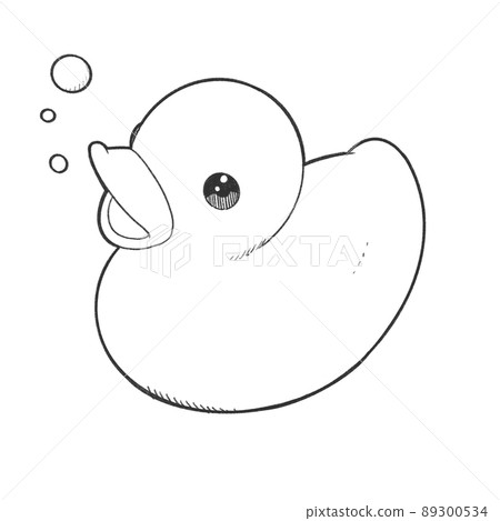 Duck toy illustration monochrome Duck toy illustration monochrome 89300534