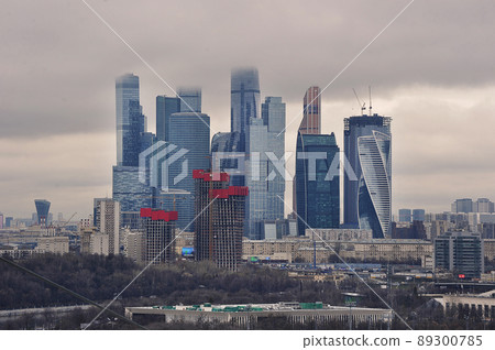 view of the business quarter of Moscow city from Vorobyovy Gory in Moscow 89300785