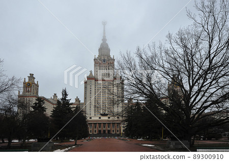 Stalin's high-rise - the main building of Moscow State University in Moscow 89300910