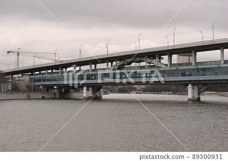 view of the Luzhniki bridge across the Moscow river in Moscow view of the Luzhniki bridge across the Moscow river in Moscow 89300931