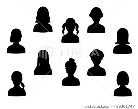 女性圖標剪影設置黑色 89301747