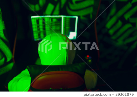 Hacker using computer malware software and hacking binary code green digital interface. Hacker using computer malware software and hacking binary code green digital interface. 89301879