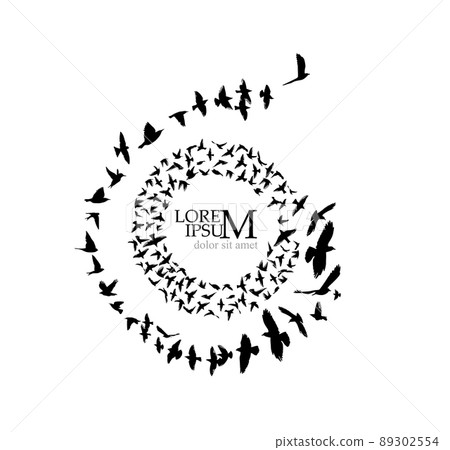 Round frame of flying birds. Vector illustration 89302554