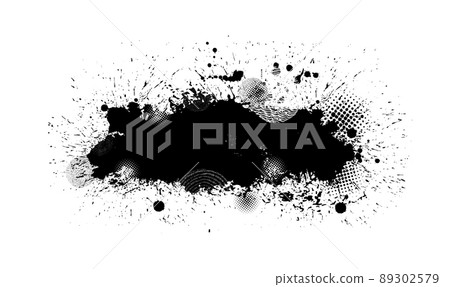 Paint stains black blotch background. Grunge Design Element. Brush Strokes. Frame for text. Vector illustration 89302579