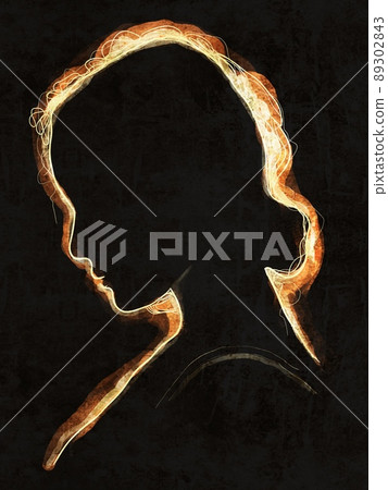 Silhouette of a woman's face on a dark black background. Minimalist Female simple contemporary art. The concept of inspiration and elegance. Femile poster card, logo, template Silhouette of a woman's face on a dark black background. Minimalist Female simple contemporary art. The concept of inspiration and elegance. Femile poster card, logo, template 89302843