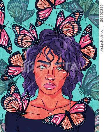 Abstract Modern Woman Portrait. Women empowerment. Minimalist Female simple contemporary art. Vivid colors, Floral Hand Drawn Femile poster card, logo, template Abstract Modern Woman Portrait. Women empowerment. Minimalist Female simple contemporary art. Vivid colors, Floral Hand Drawn Femile poster card, logo, template 89302856