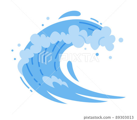 Wave Water Splash with Foam and Curve with Droplet Vector Illustration 89303013