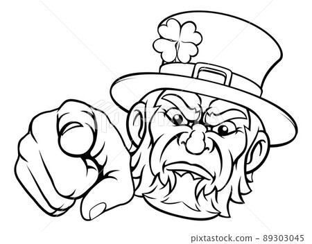 Leprechaun Mascot Cartoon Character Pointing 89303045