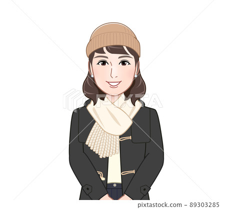 Women taking measures against the cold Women taking measures against the cold 89303285