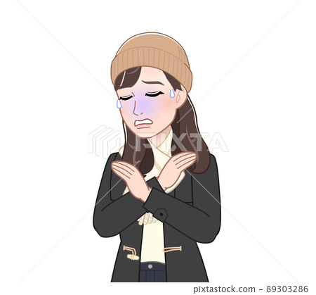 Women taking measures against the cold Women taking measures against the cold 89303286
