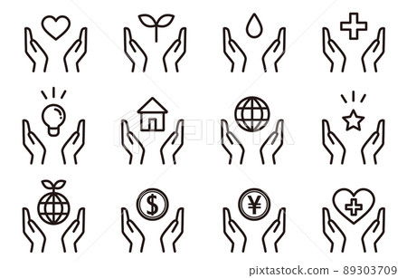 Safe icon set (monochrome) wrapped by hand 89303709