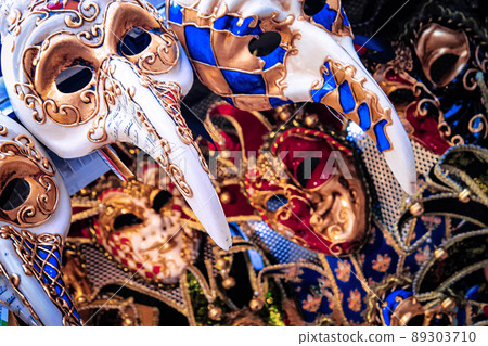 Bright venetian carnival masks, italy, masquerade in venice 89303710