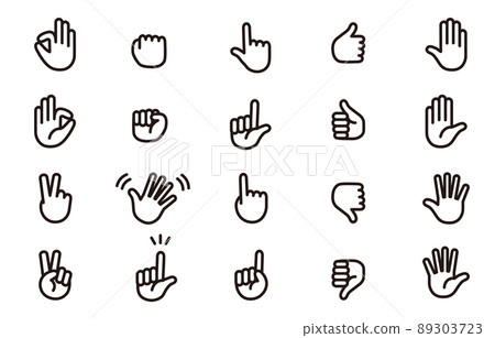 Monochrome simple hand icon set 89303723