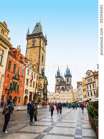 Prague Old Town Square Astronomical Clock and Teen Church * Some soft focus Prague Old Town Square Astronomical Clock and Teen Church * Some soft focus 89304085