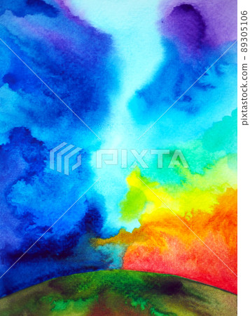 colorful rainbow color art watercolor painting abstract spiritual mind illustration design drawing 89305106