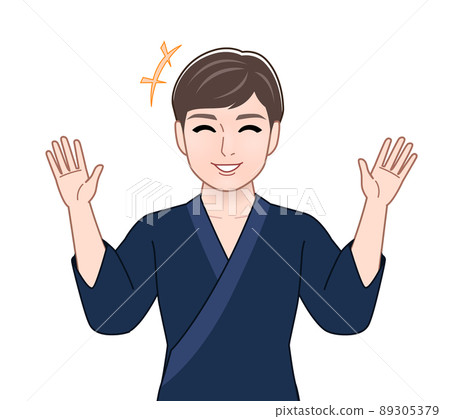 和服的年輕英俊的人 89305379