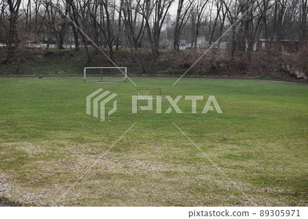Abandoned football field Abandoned football field 89305971