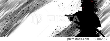 Sengoku period Young samurai sword fighting duel scene Paper-cutting monochrome silhouette illustration Sengoku period Young samurai sword fighting duel scene Paper-cutting monochrome silhouette illustration 89306537