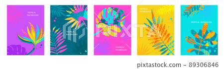 Set bright tropical themed summer backgrounds. Set bright tropical themed summer backgrounds. 89306846