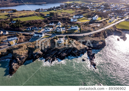 Aerial view of the coast at Portnablagh, County Donegal, Ireland 89306902