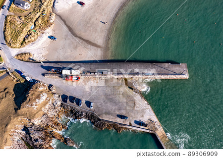 Aerial view of Portnablagh Pier, County Donegal, Ireland Aerial view of Portnablagh Pier, County Donegal, Ireland 89306909