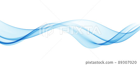 Smoky blue wave flow.Abstract wave background banner template. 89307020