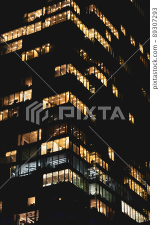 Office Building Corporate Skyscraper At Night Office Building Corporate Skyscraper At Night 89307293