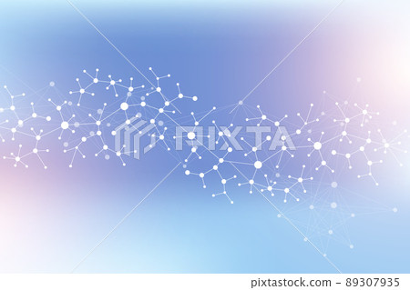 Colorful molecules background. DNA helix, DNA strand, DNA Test. Molecule or atom, neurons. Abstract structure for science or medical background, banner. Scientific illustration. 89307935