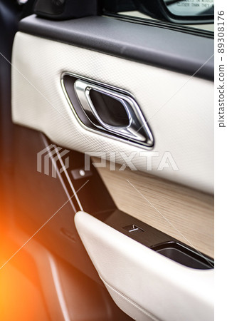 Control panel dashboard car fragment. Automatic transmission gear shift in car 89308176