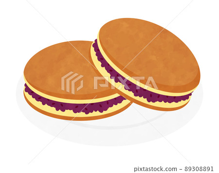 銅鑼燒白盤水彩風格 89308891