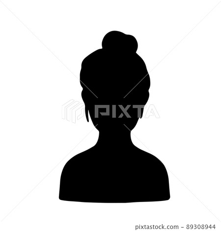 Female icon silhouette odango hair black Female icon silhouette odango hair black 89308944