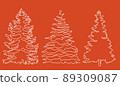 Christmas pine fir tree line art. Continuous one line drawing. Vector illustration minimalistic design. 2023 year, Christmas and New Year, Christmas tree type concept, New Year. 89309087