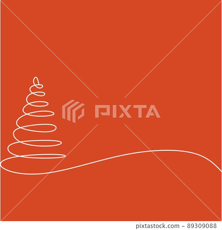 Christmas pine fir tree line art. Continuous one line drawing. Vector illustration minimalistic design. 2023 year, Christmas and New Year, Christmas tree type concept, New Year. 89309088