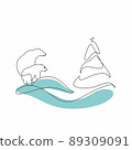 Christmas pine fir tree line art. Continuous one line drawing. Vector illustration minimalistic design. 2023 year, Christmas and New Year, Christmas tree type concept, New Year. 89309091