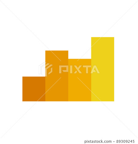 Flat yellow business income histogram on white background 89309245