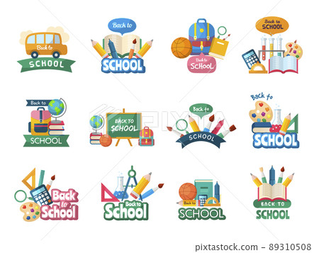 School emblems. Back to school labels with place for text recent vector colored emblems School emblems. Back to school labels with place for text recent vector colored emblems 89310508