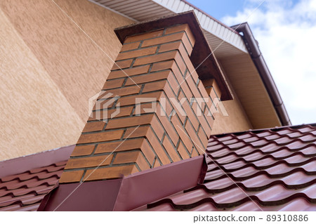 Red metal roof tiles shingles with roofing construction Red metal roof tiles shingles with roofing construction 89310886