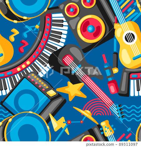 Seamless pattern with musical instruments. Music party background. Seamless pattern with musical instruments. Music party background. 89311097