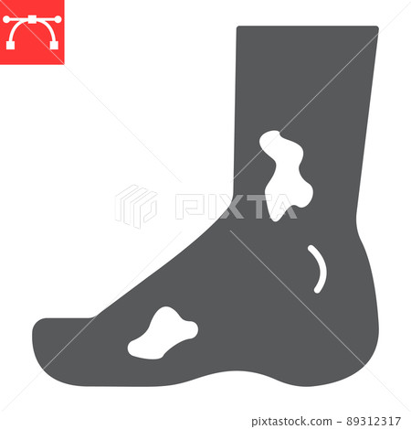 Diabetic foot glyph icon, ulcer and disease, diabetic foot vector icon, vector graphics, editable stroke solid sign, eps 10. 89312317