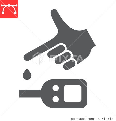 Glucometer glyph icon, diabetic and monitor, blood glucose meter vector icon, vector graphics, editable stroke solid sign, eps 10. 89312318