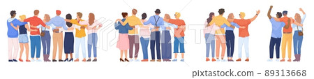 Teamback friends. Vistas behind teamwork group,... - Stock Illustration ...