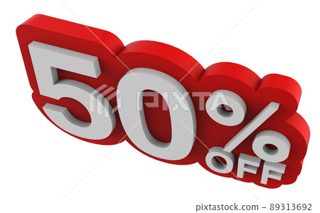 Sale tag number for 50% discount promotion. 3D illustration Sale tag number for 50% discount promotion. 3D illustration 89313692