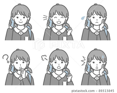 Elementary school girls talking on a smartphone 89313845