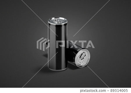 Blank black aluminum 500 ml soda can mockup, stand and lying 89314005