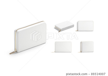 Blank white small money wallet mockup, different views 89314007
